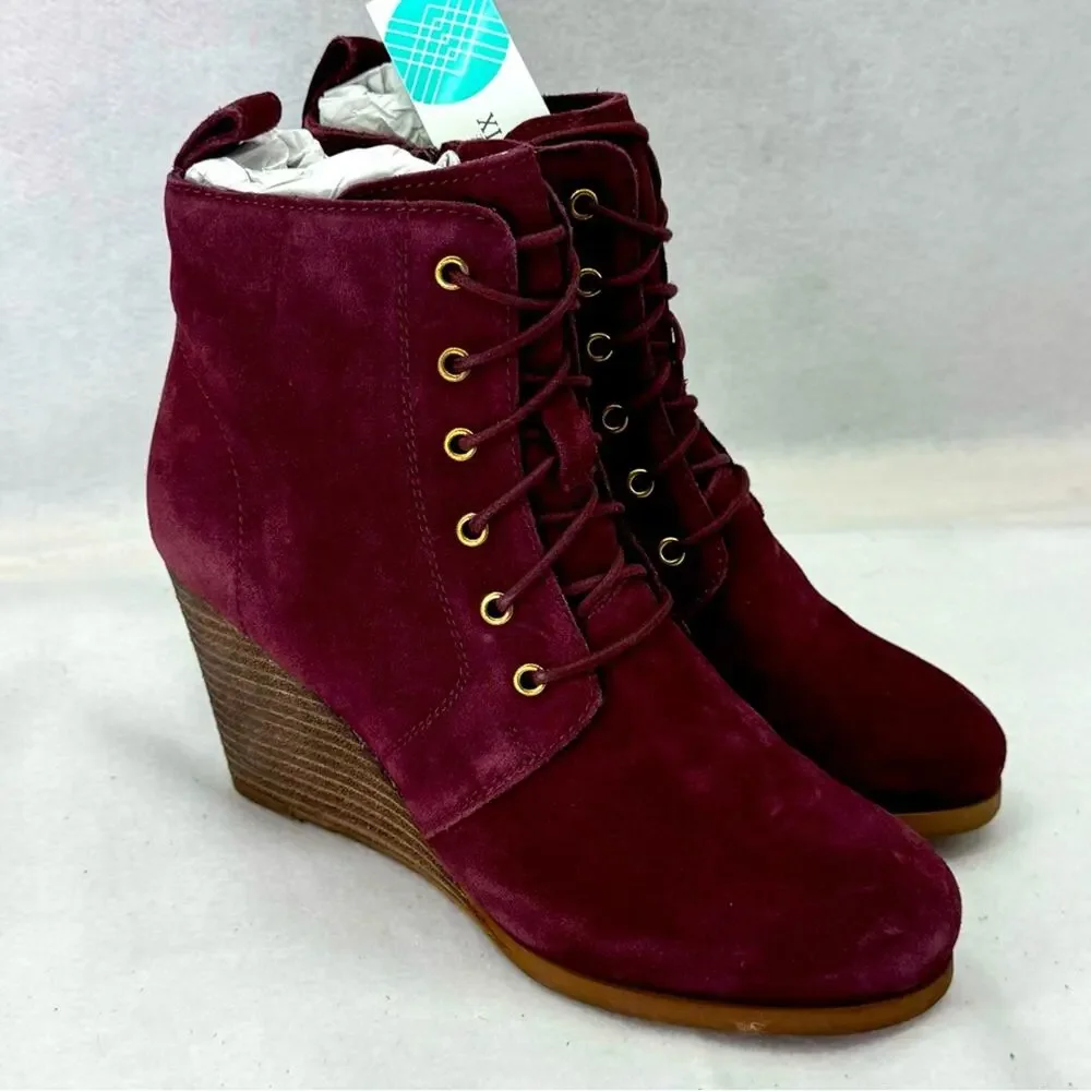NWT Diba Blake Suede Bootie size 7 Burgundy Ankle Boot Wedges Stitch Fix